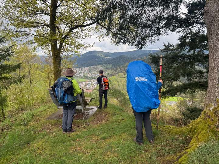 Drei Wanderer blicken auf Schiltach